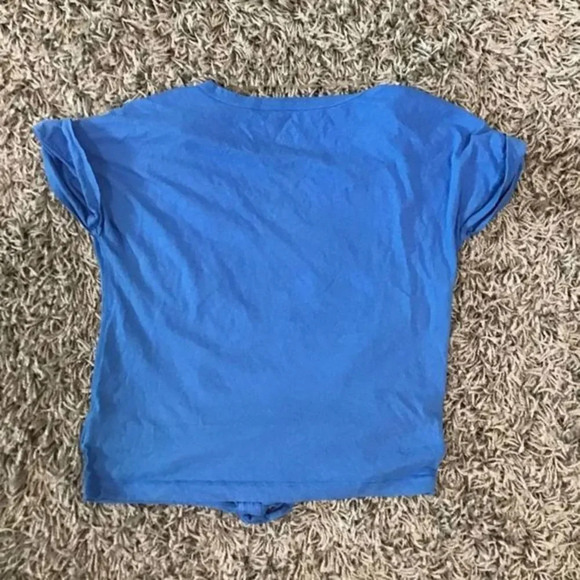 DISNEY PARKS Blue Cropped Tee Tie Tropical Stitch Alien XS - Picture 3 of 3